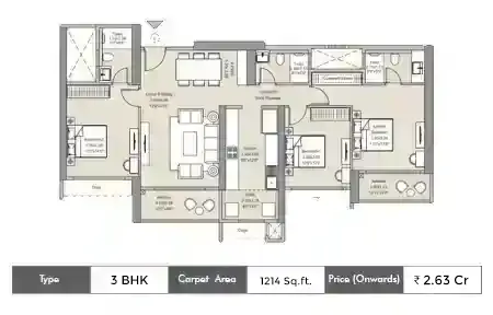 3 BHK-1214 SqFt